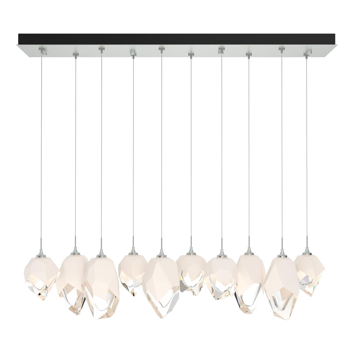 Hubbardton Forge 2023 Vintage Platinum White Crystal (WP) Long Chrysalis 10-Light Mixed Crystal Pendant