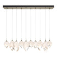 Hubbardton Forge 2023 Soft Gold White Crystal (WP) Long Chrysalis 10-Light Mixed Crystal Pendant