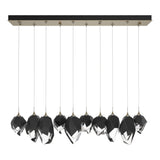 Hubbardton Forge 2023 Soft Gold Black Crystal (BP) Long Chrysalis 10-Light Mixed Crystal Pendant
