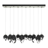 Hubbardton Forge 2023 Sterling Black Crystal (BP) Long Chrysalis 10-Light Mixed Crystal Pendant