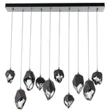 Hubbardton Forge 2023 Sterling Black Crystal (BP) Long Chrysalis 10-Light Mixed Crystal Pendant
