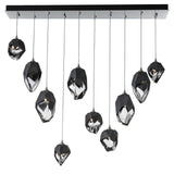 Hubbardton Forge 2023 Sterling Black Crystal (BP) Long Chrysalis 10-Light Mixed Crystal Pendant