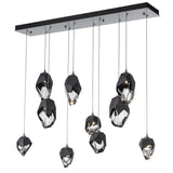 Hubbardton Forge 2023 Sterling Black Crystal (BP) Long Chrysalis 10-Light Mixed Crystal Pendant