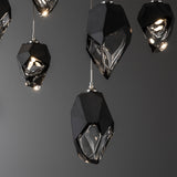 Hubbardton Forge 2023 Sterling Black Crystal (BP) Long Chrysalis 10-Light Mixed Crystal Pendant