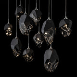 Hubbardton Forge 2023 Sterling Black Crystal (BP) Long Chrysalis 10-Light Mixed Crystal Pendant