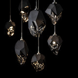 Hubbardton Forge 2023 Sterling Black Crystal (BP) Long Chrysalis 10-Light Mixed Crystal Pendant