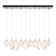 Hubbardton Forge 2023 Sterling White Crystal (WP) Long Chrysalis 10-Light Mixed Crystal Pendant