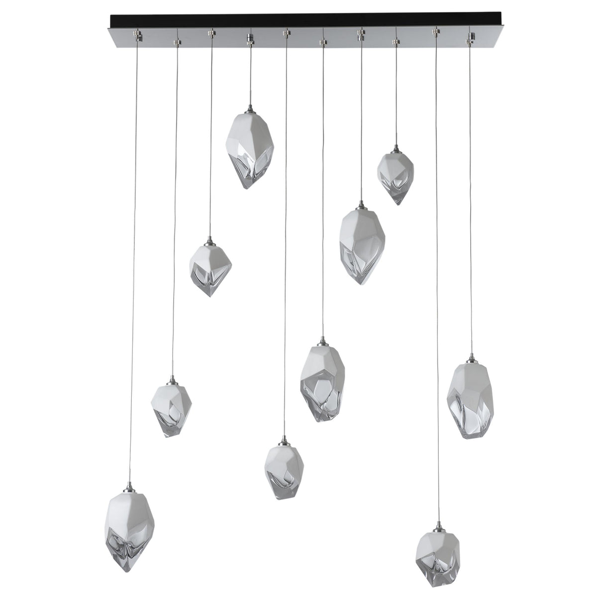 Hubbardton Forge 2023 Sterling White Crystal (WP) Long Chrysalis 10-Light Mixed Crystal Pendant