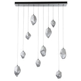 Hubbardton Forge 2023 Sterling White Crystal (WP) Long Chrysalis 10-Light Mixed Crystal Pendant
