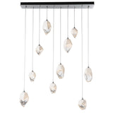 Hubbardton Forge 2023 Sterling White Crystal (WP) Long Chrysalis 10-Light Mixed Crystal Pendant