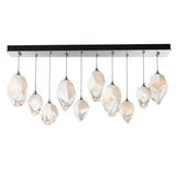 Hubbardton Forge 2023 Sterling White Crystal (WP) Long Chrysalis 10-Light Mixed Crystal Pendant