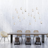 Hubbardton Forge 2023 Sterling White Crystal (WP) Long Chrysalis 10-Light Mixed Crystal Pendant