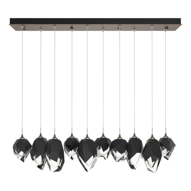 Hubbardton Forge 2023 Bronze Black Crystal (BP) Standard Chrysalis 10-Light Mixed Crystal Pendant