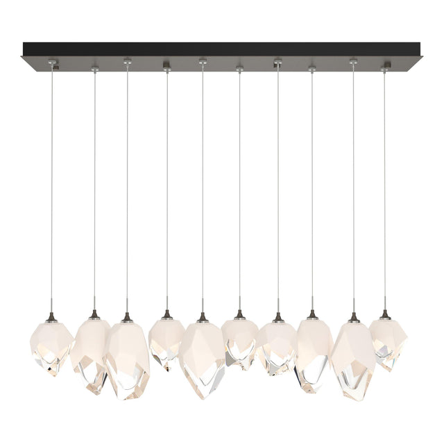 Hubbardton Forge 2023 Dark Smoke White Crystal (WP) Standard Chrysalis 10-Light Mixed Crystal Pendant