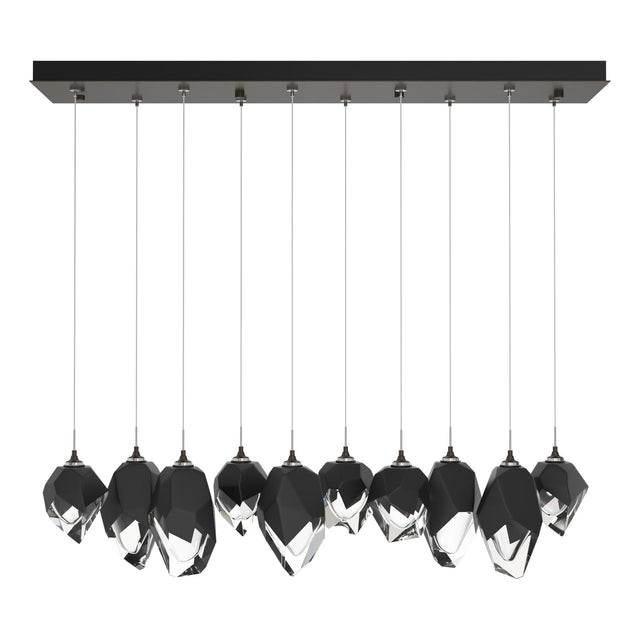 Hubbardton Forge 2023 Oil Rubbed Bronze Black Crystal (BP) Standard Chrysalis 10-Light Mixed Crystal Pendant