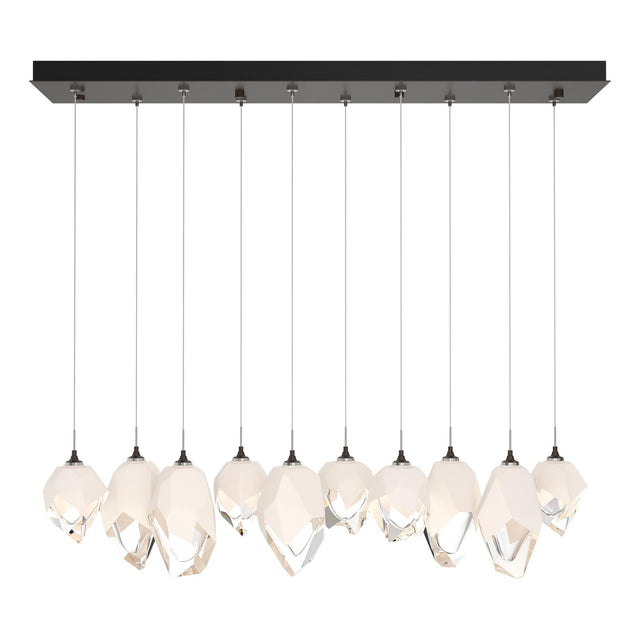 Hubbardton Forge 2023 Oil Rubbed Bronze White Crystal (WP) Standard Chrysalis 10-Light Mixed Crystal Pendant