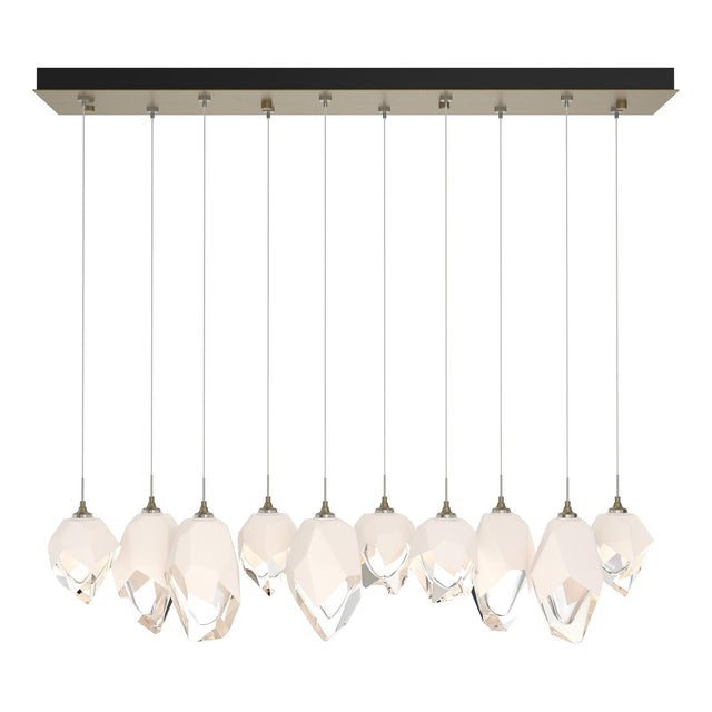 Hubbardton Forge 2023 Soft Gold White Crystal (WP) Standard Chrysalis 10-Light Mixed Crystal Pendant