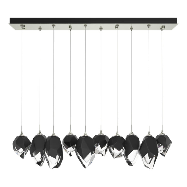 Hubbardton Forge 2023 Sterling Black Crystal (BP) Standard Chrysalis 10-Light Mixed Crystal Pendant
