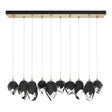 Hubbardton Forge 2023 Modern Brass Black Crystal (BP) Standard Chrysalis 10-Light Mixed Crystal Pendant