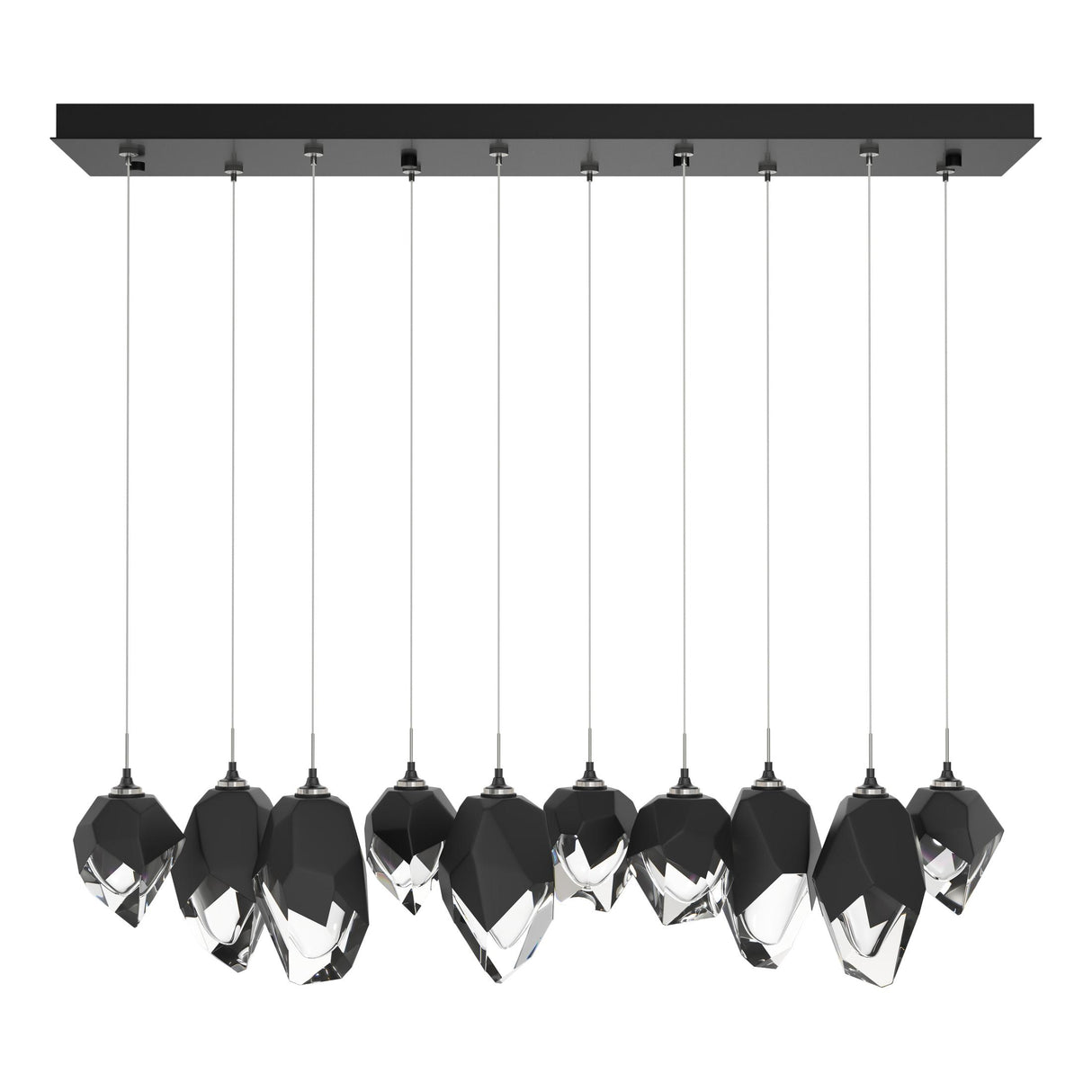 Hubbardton Forge 2023 Ink Black Crystal (BP) Standard Chrysalis 10-Light Mixed Crystal Pendant