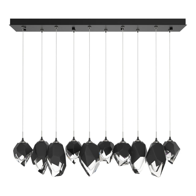 Hubbardton Forge 2023 Ink Black Crystal (BP) Standard Chrysalis 10-Light Mixed Crystal Pendant