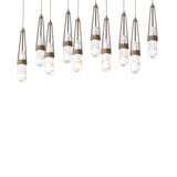 Hubbardton Forge 2022 Bronze Clear Glass with White Threading (YJ) Long Link 10-Light Blown Glass Pendant