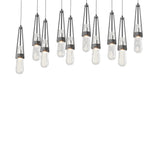 Hubbardton Forge 2022 Black Clear Bubble Glass (YG) Long Link 10-Light Blown Glass Pendant