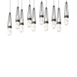 Hubbardton Forge 2022 Black Clear Glass with White Threading (YJ) Long Link 10-Light Blown Glass Pendant