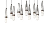 Hubbardton Forge 2022 Oil Rubbed Bronze Clear Glass with White Threading (YJ) Long Link 10-Light Blown Glass Pendant