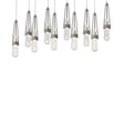 Hubbardton Forge 2022 Natural Iron Clear Bubble Glass (YG) Long Link 10-Light Blown Glass Pendant