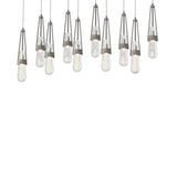Hubbardton Forge 2022 Natural Iron Clear Bubble Glass (YG) Long Link 10-Light Blown Glass Pendant