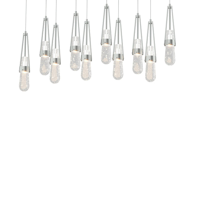 Hubbardton Forge 2022 Vintage Platinum Clear Bubble Glass (YG) Long Link 10-Light Blown Glass Pendant