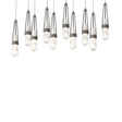 Hubbardton Forge 2022 Natural Iron Clear Glass with White Threading (YJ) Long Link 10-Light Blown Glass Pendant
