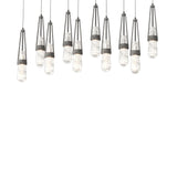 Hubbardton Forge 2022 Natural Iron Clear Glass with White Threading (YJ) Long Link 10-Light Blown Glass Pendant