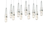 Hubbardton Forge 2022 Vintage Platinum Clear Glass with White Threading (YJ) Long Link 10-Light Blown Glass Pendant