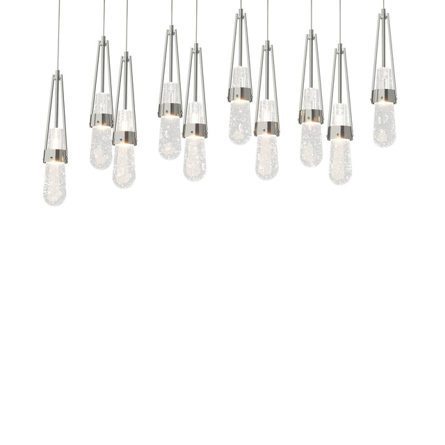 Hubbardton Forge 2022 Sterling Clear Bubble Glass (YG) Long Link 10-Light Blown Glass Pendant