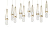 Hubbardton Forge 2022 Modern Brass Clear Bubble Glass (YG) Long Link 10-Light Blown Glass Pendant