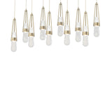 Hubbardton Forge 2022 Modern Brass Clear Bubble Glass (YG) Long Link 10-Light Blown Glass Pendant