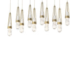 Hubbardton Forge 2022 Modern Brass Clear Glass with White Threading (YJ) Long Link 10-Light Blown Glass Pendant
