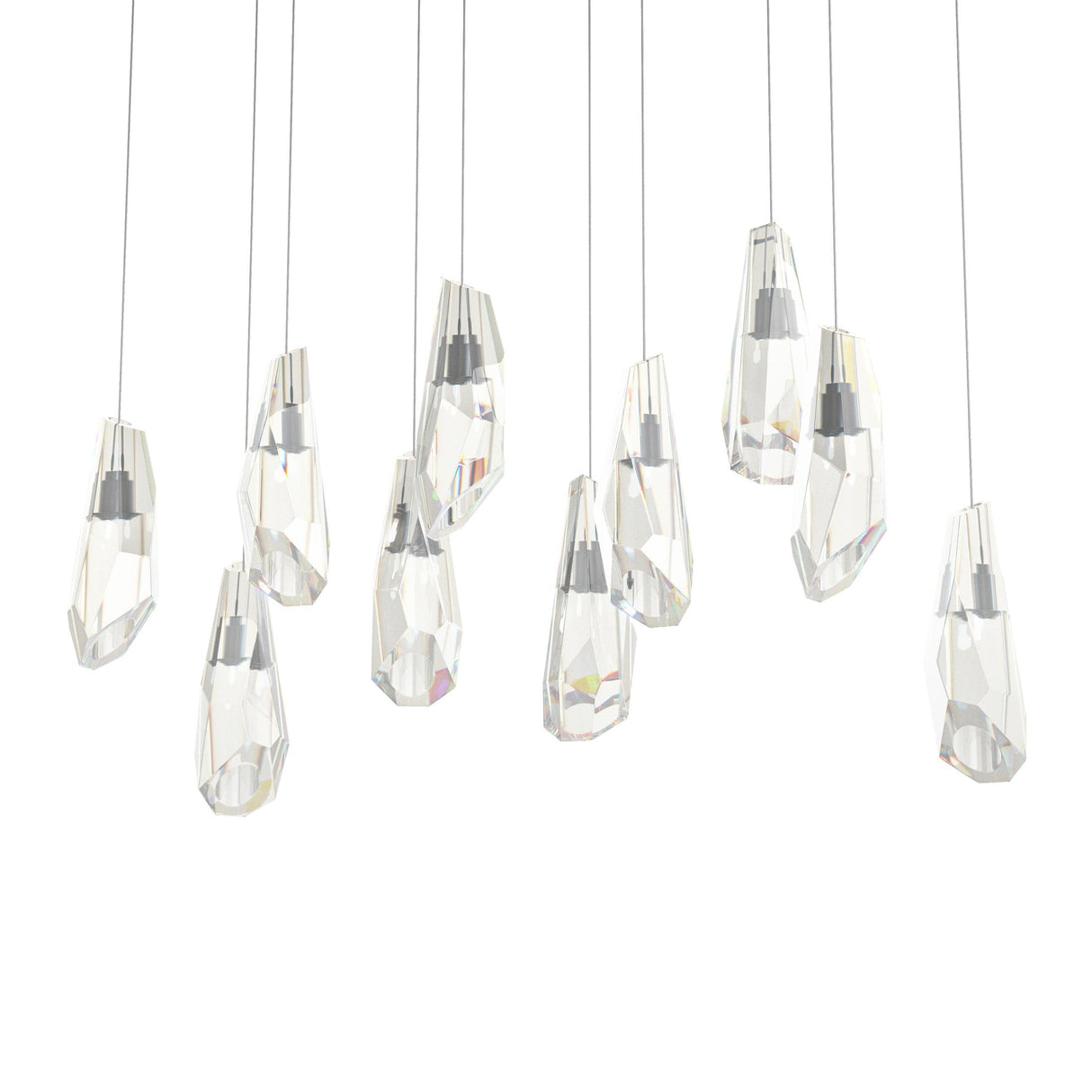 Hubbardton Forge 2022 Oil Rubbed Bronze Crystal Long Luma 10-Light Large Crystal Pendant