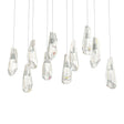 Hubbardton Forge 2022 Vintage Platinum Crystal Long Luma 10-Light Large Crystal Pendant