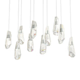 Hubbardton Forge 2022 Vintage Platinum Crystal Long Luma 10-Light Large Crystal Pendant