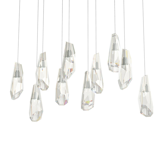 Hubbardton Forge 2022 Vintage Platinum Crystal Long Luma 10-Light Large Crystal Pendant