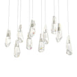Hubbardton Forge 2022 Modern Brass Crystal Long Luma 10-Light Large Crystal Pendant