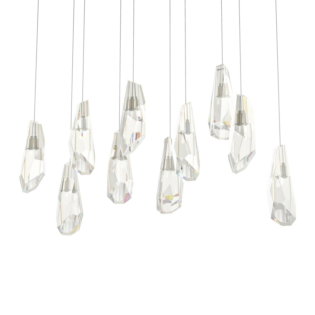 Hubbardton Forge 2022 Modern Brass Crystal Long Luma 10-Light Large Crystal Pendant