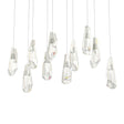 Hubbardton Forge 2022 Sterling Crystal Long Luma 10-Light Large Crystal Pendant