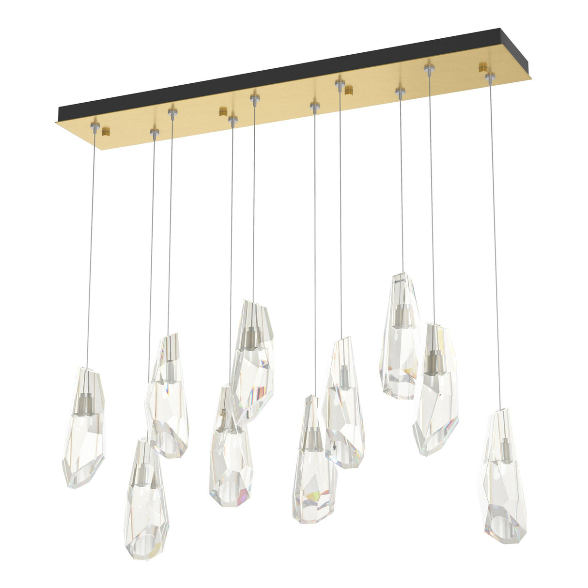 Hubbardton Forge 2022 Modern Brass Crystal Standard Luma 10-Light Large Crystal Pendant