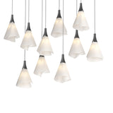 Hubbardton Forge 2022 Black Spun Frost (SH) Long Mobius 10-Light Pendant