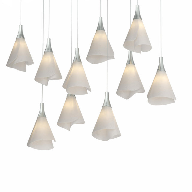 Hubbardton Forge 2022 Vintage Platinum Spun Frost (SH) Long Mobius 10-Light Pendant