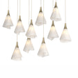 Hubbardton Forge 2022 Soft Gold Spun Frost (SH) Long Mobius 10-Light Pendant